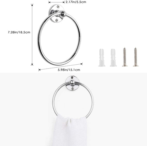 LIANTRAL Bathroom Hardware Set, 4-Piece Polished Chrome Bath Accessories Kit with 18™™ Towel Bar, Toilet Paper Holder, Towel Ring and Robe Hook,Wall Mounted