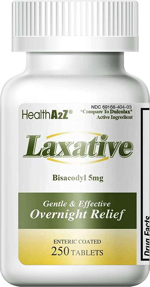 HealthA2Z Laxative (BISACODYL 5MG) 250 Count, Compare to Dulcolax® Laxative Tablets
