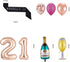 21st Birthday Decorations| 21 Birthday Party Supplies | 21 Cake Topper Rose Gold | Finally 21 Sash|Rose Gold Confetti Balloons for her| Foil Fringe Curtains for Finally Legal 21st Birthday Party
