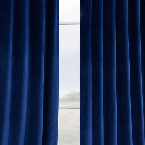HPD Half Price Drapes VPYC Heritage Plush Velvet Curtain (1 Panel), 50 X 84, Pisces Blue
