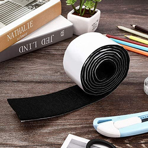 Shappy 2 Packs Felt Furniture Pads Heavy Duty Felt Strip Roll with Adhesive Backing Adhesive Felt Tape for Protecting Hardwood Floors Chair Wall Protector(120 x 2 x 0.12 Inch,Black)