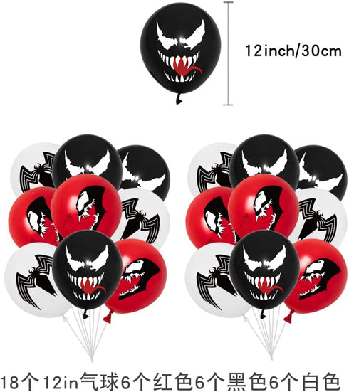 Venom Happy Birthday Party Decorations , Birthday Party Supplies For Venom Includes Happy Birthday Banner - Cake Topper - Cupcake Toppers - Balloons.