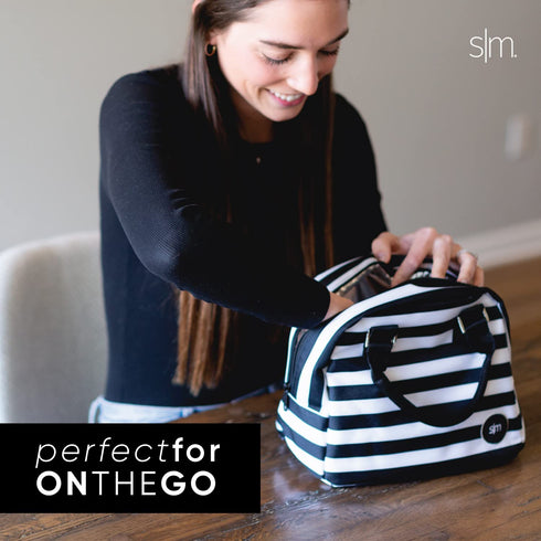 Simple Modern Lunch Bag Tote for Women, Men - Insulated Reusable Meal Box Container for Adult, Work, 5L Very Mia - Stripes: Tuxedo