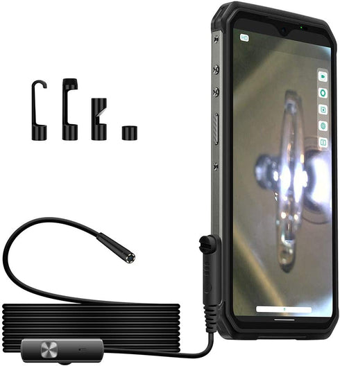 Ulefone IP67 Waterproof 3 in 1 Endoscope for Ulefone Power Armor 18T/Armor 13/Armor 16 Pro/Armor 9 Android Rugged Smartphones, 2M Semi-Rigid, 5.5 mm Borescope Inspection Snake Camera, 6 LED Lights