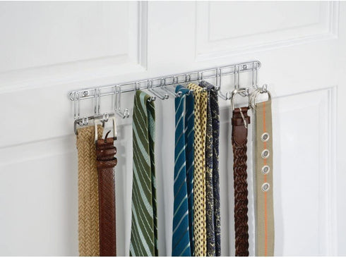 iDesign Classico Wall Mount 12-Hook Closet Organizer Rack - 10.25" x 3.75" x 6.75", Chrome