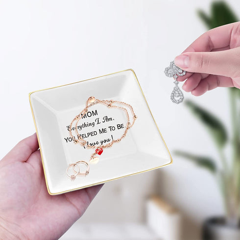Gifts for Mom from Daughter Son,Ceramic Jewelry Tray Mom Ring Dish Decorative Gift,Christmas Valentines Day Mothers Day Birthday Gifts for Mom Grandma Aunt Mother in Law Women Her Who Love Unique Gift