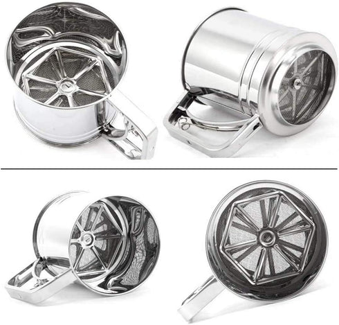 Flour Sifter Stainless Steel Large Sifter for Baking and Powdered Sugar Sifter Flour Sieve 4 Cup
