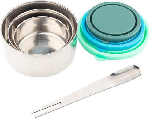Timiuu Stainless Steel Lunch Box Food Storage Containers with Leak-proof Lids | Reusable Snack Food Nesting Containers for Kids or Adults | Set of 3, Eco-Friendly, BPA Free | 5oz, 8oz, 16oz