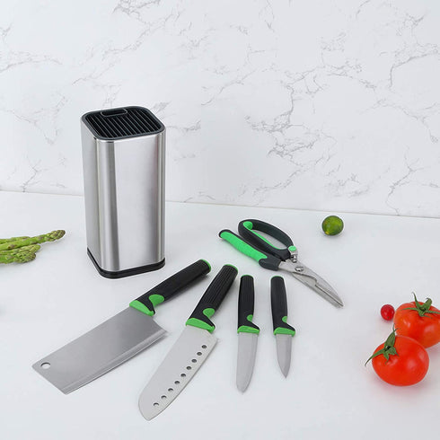 BOXINSP Stainless Steel Universal Knife Holder,Kitchen Knife Block with Scissors Hole,Countertop Storage,Organizer Rack,Easy Cleaning and Drying Seat,Detachable Knife Stander,Knife Shelf,Knife Carrier
