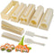 Upgraded Sushi Making Kit Deluxe Edition with Complete Sushi Set 14 Pieces Plastic Sushi Maker Tool Complete with 12 Sushi Rice Roll Mold Shapes Fork Spatula DIY Home Sushi Tool