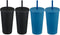 MEWAY 20oz Pastel Colored Acrylic Cups with Lids and Straws,Tumblers with Lids?Double Wall Matte Reusable Plastic Bulk,for Parties, Birthdays, home,Customization?DIY Gifts(2Black/2Navy, 4 PACK)
