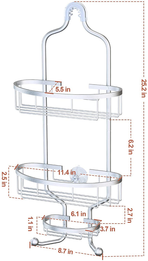 Shower Caddy Over Shower Head,Ewaiira Hanging Shower Caddy Bathroom 3 Tier Shower Caddy Shower Organizer Hanging Shower Caddy Over Shower Head No Rust