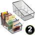 mDesign Plastic Food Packet Organizer Bin Caddy - Storage Station for Kitchen, Pantry, Cabinet, Countertop - Holds Spice Pouches, Dressing Mixes, Hot Chocolate, Tea, Sugar Packets, 2 Pack - Smoke Gray