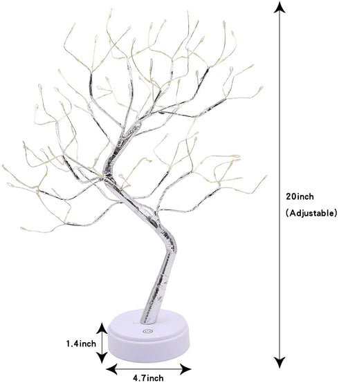 MEETYOU Tabletop Bonsai Tree Lights, DIY LED Artificial Tree Lamp ,Battery/USB Operated Night Light for Room Decor, Home Decor,Bedroom, Wedding,Christmas, (Warm White, 108 LED Sliver )