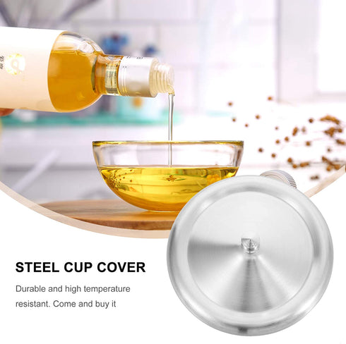 Cabilock 5pcs Coffee Mug Seal Cap Stainless Steel Water Beverage Drinking Cup Lid Cover with Handle Anti Dust Hot Tea Cup Cover for Home Shop