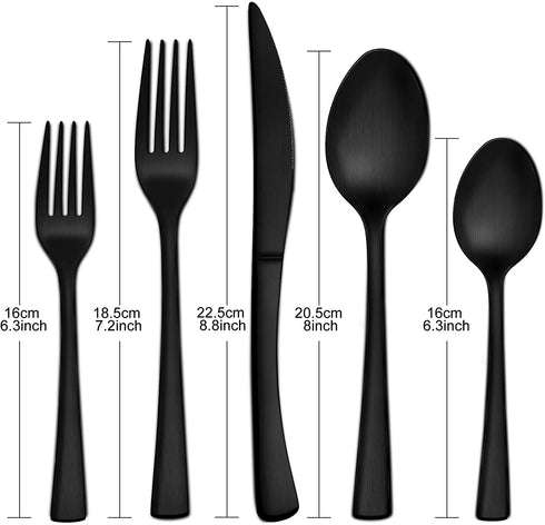 Bestdin 20-Piece Matte Black Silverware Set, Premium Stainless Steel Flatware Cutlery Set for 4, Spoons and Forks Set Includes Knife/Fork/Spoon, Dishwasher Safe