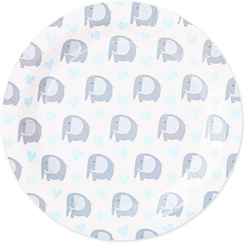 Elephant Baby Shower for Boys Theme Supplies, Birthday Party Decorations, Plates, Napkins, Cups & Cutlery (24 Guests,144 Pieces)