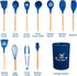 mossFlos Kitchen Cooking Utensils Set, 12 pcs Non-Stick Silicone Cooking Kitchen Utensils with Holder, Heat Resistant Kitchen Gadgets Utensil Set,Dark Blue