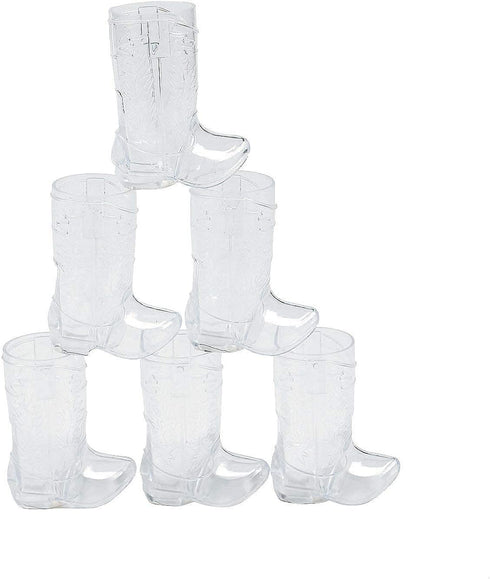 Cowboy Boot Shot Glass & Cups (12 Shot Glasses & 2 Big Mug 17oz) Hard Plastic, Cowboy Party Decorations Supplies, Nashville Bachelorette Party, Cowgirl Themed Birthday Adult Kid by 4E's Novelty