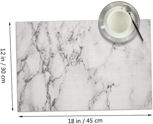 MSGUIDE Marble Placemats Set of 4 for Dining Table Washable Heat Resistant Kitchen Mats,12x18in