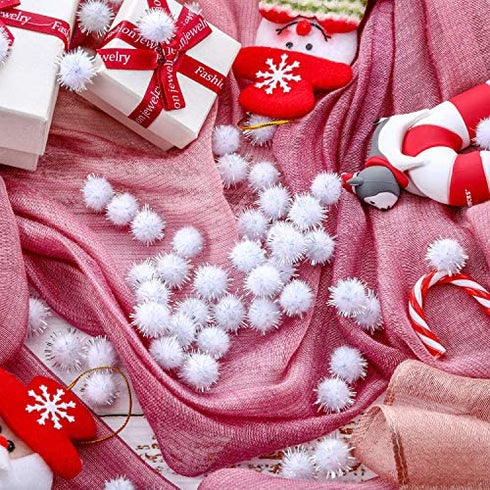 Hestya 500 Pieces 0.5 Inch Christmas Pompoms Glitter Pom Poms for Craft Making and Hobby Supplies (White)