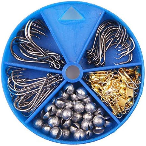 Hook Snap Swivel Sinker Assortment 110Pcs Fishing Tool Assortment Terminal Tackle Baitholder Hooks Octopus Hook Circle Hooks Sinker