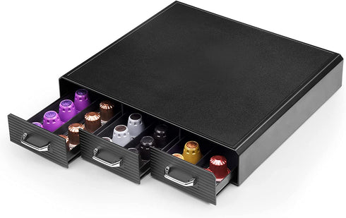 SZQINJI Coffee Pod Organizer Coffee Capsule Holder 36/48 Pods Storage 3-Drawer Compact, compatible with K-cup & Nespresso OriginalLine Capsule