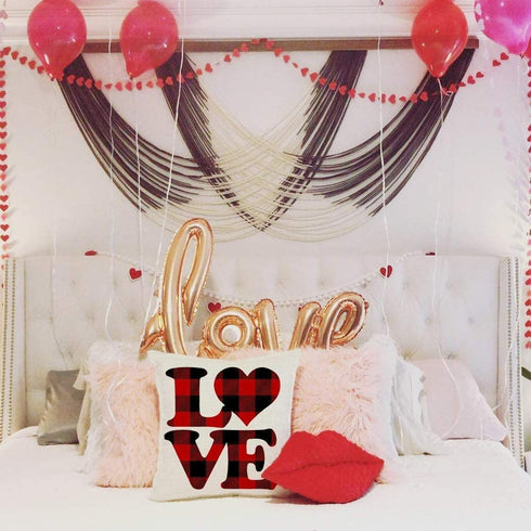 Valentine's Day Pillow Covers Truck Balloon Pillow Case Happy Valentine's Day Love Soft Throw Cushion Case Couple 4 Pack