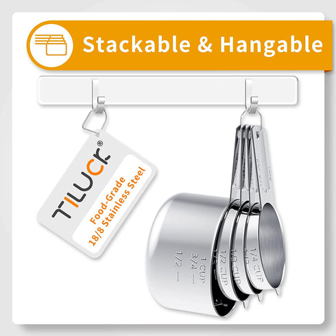TILUCK Stainless Steel Measuring Cups & Spoons Set, Cups and Spoons,Kitchen Gadgets for Cooking & Baking (4+6)