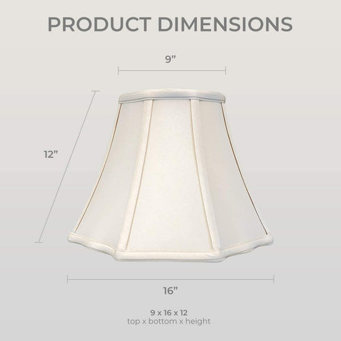 Royal Designs, Inc. BSO-701-16BG Flare Bottom Outside Corner Scallop Basic Lamp Shade, 9 x 16 x 12, Beige