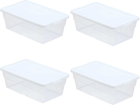 Sterilite Storage Box 13.5" X 8.3" X 4.8", 6 Qt. Clear - Pack of 4