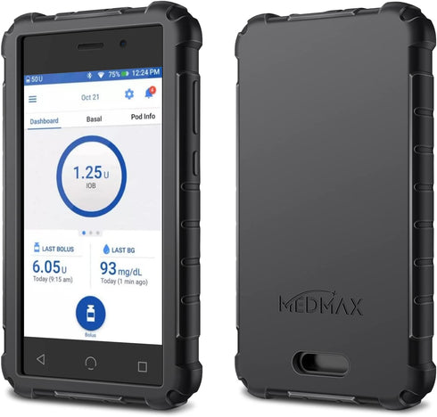 MEDMAX Silicone Case for Omnipod Dash PDM (Personal Diabetes Manager), Lightweight Shockproof Anti Slip Protective Cover Soft Gel Skin with Raised Bezel for Omnipod Dash Device (Black)