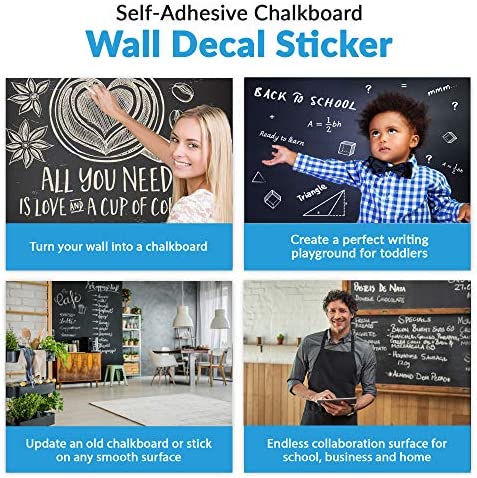 Extra Large Black Chalkboard Wall Decal (23.6" X 78.7") Chalk Borad Paper Roll Peel & Stick - Removable Self Adhesive Blackboard Poster Paper Vinyl Wall Decal Poster - with Chalk Sticks