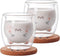Bgbg Cute Cat Coffee Mug Set of 2, Double Wall Glass Tea Cup Milk Glass Cup Clear Insulated Espresso Mug with Coaster Interesting Gift for You(Cat Mug Set)