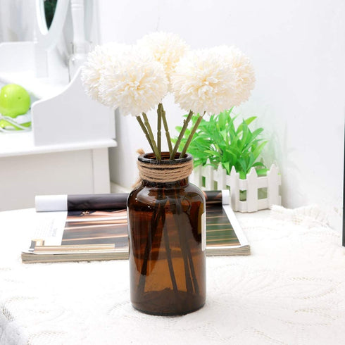 MAGT Artificial Silk Flower, 6Pcs Beautifully Artificial Dandelion Balls for Home Wedding Decor(White)