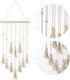 Mkono Boho Gift Macrame Hanging Photo Display with String Lights Boho Wall Decor Pictures Christmas Cards Holder with 30 Clips for Bedroom, Living Room, Dorm, Nursery Decor, Gift Idea