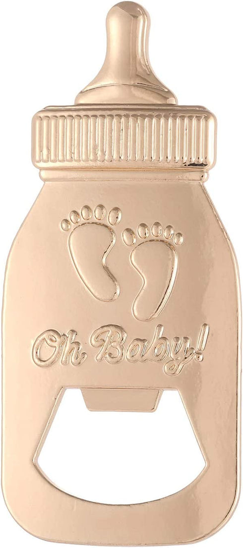 12 Pack Bottle Opener Baby Shower Favor For Guest,Cute Bottle Opener with Baby Footprints Neutral Baby Shower Decoration Supplies for Boy or Girl with Individual Packaging (Gold, 12)