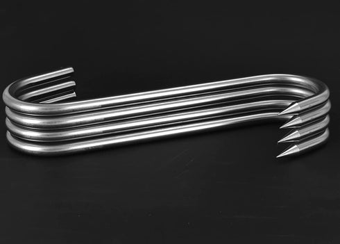 10" Meat Hooks,8mm Heavy Duty S-Hooks HONSHEN Stainless Steel Meat Processing Butcher Hook 4Pack
