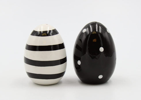 Appletree 2-3/4-Inch Black and White Egg Shape Salt and Pepper