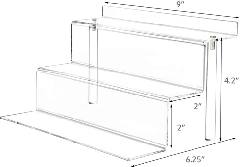 YestBuy 2 Pack Clear Acrylic Risers Display Stand for Pop Figure, 3 Tier Cupcake Stand, Dessert Display Stand for Display Or Collections (6"×9")