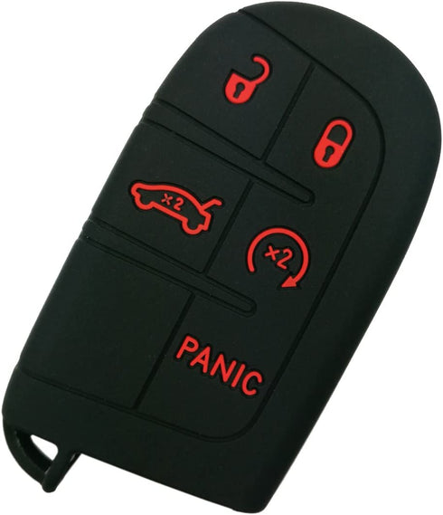 Coolbestda Rubber Smart 5 Buttons Key Fob Cover Remote Case Keyless Protector Jacket for 2018 2019 2020 2021 Jeep Grand Cherokee Compass Dodge Challenger Charger Dart Durango Journey Chrysler 300 200