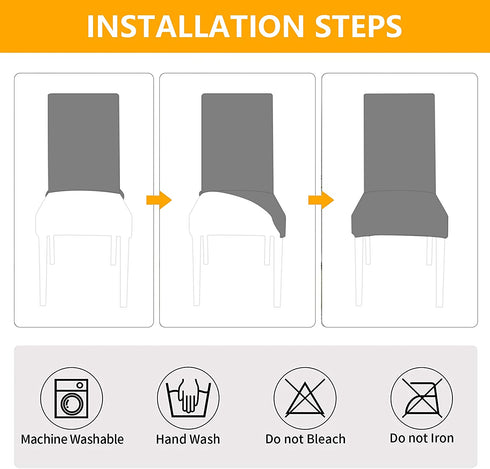 Hezuzo 6Pack or 2/4/8Pack Chair Covers for Dining Room, Stretch Removable Washable Dining Room Chair Covers Seat Protector, Dining Chair Slipcovers for Dining Room Hotel