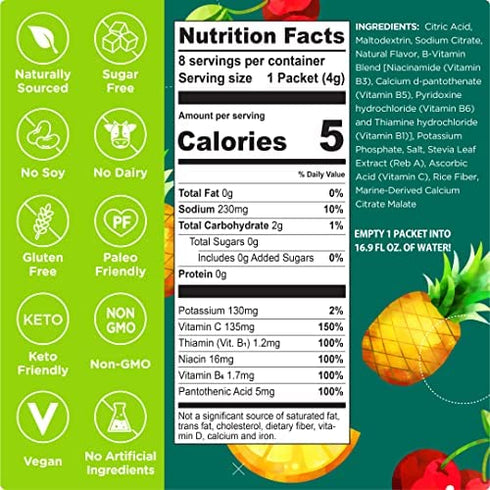 Stur Electrolyte Hydration Powder | Fruit Punch | High Antioxidants & B Vitamins | Sugar Free | Non-GMO | Daily Hydration & Workout Recovery | Keto | Paleo | Vegan (16 Packets)