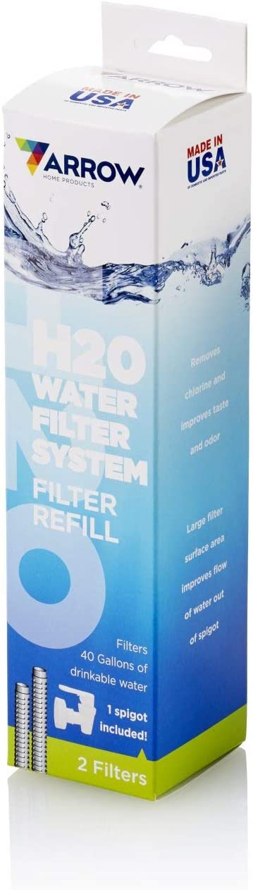 Arrow Home Products Cleara H2O Water Filtration System Replacement, Includes 2-Filters and 1-Spigot, White