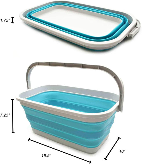 SAMMART 11.6L (3.06 Gallon) Collapsible Rectangular Handy Basket / Bucket (Bright Blue, 1)