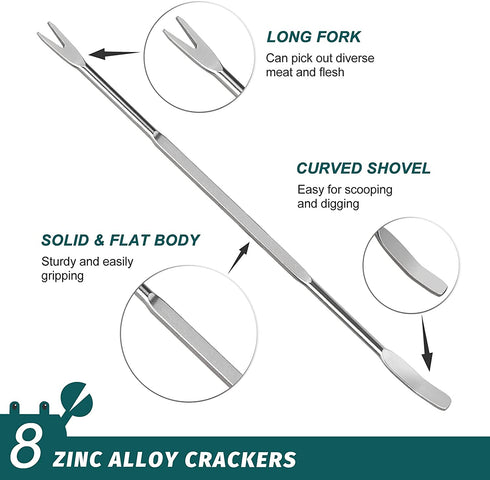 HIWARE Lobster Crackers and Picks Set, 10-Piece Crab Leg Cracker Tools - Stainless Steel Seafood Crackers & Forks Nut Cracker Set - Dishwasher Safe