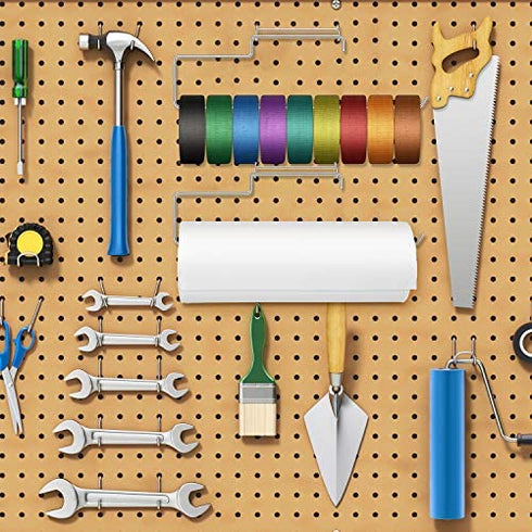 4 Packs Pegboard Paper Towel Holder Stainless Steel Pegboard Hooks Pegboard Organization Accessory for Workshop, Garage, Kitchen, Laundry Room, Bathroom (Silver)