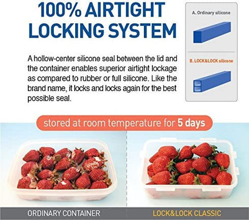 (Pack of 4) LOCK & LOCK Airtight Rectangular Food Storage Container 6-oz / 0.76-cup