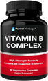 Vitamin B Complex Vitamins B12, B1, B2, B3, B5, B6, B7, B9, Folic Acid - Super B Complex Vitamins for Women, Men, Adults – Aids in Energy, Stress, and Immunity - 90 Vegetarian Capsules