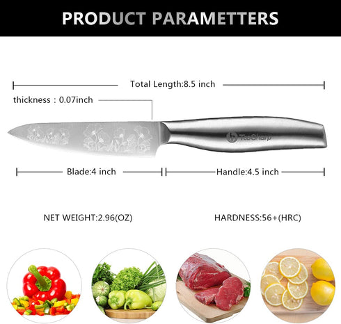 TooSharp Paring Knife for Cooking, Update Fit Non-stick Peel, Lightweight And Convenient, Easy To Control For Home Kitchen/ Restaurant/travel, Anti-rust And Healthy Handle, Good Helper For Cooking